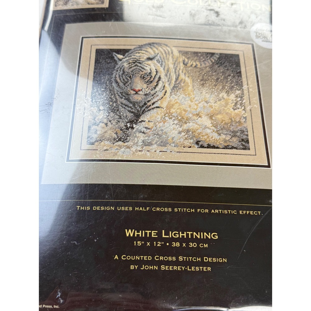 Dimensions Gold Collection White Lightning White Tiger Cross Stitch Kit 35108